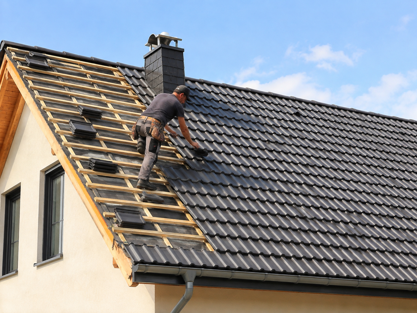 Travaux de rénovation de toiture par M Jason Couverture